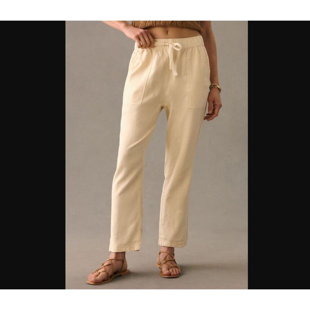 Anthropologie Pilcro off white size xlarge pull on linen pants drawstring wasit